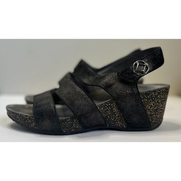 DANKSO Women's Stacey Metallic Black Wedge Cord Sole Velcro Closure Size 38 - Picture 8 of 9